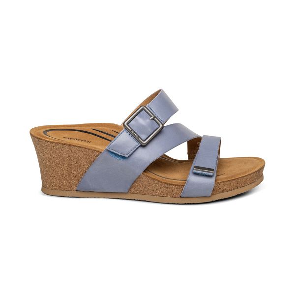 Aetrex Women's Kimmy Arch Support Wedge Sandals - Blue | USA 68UDF8Z